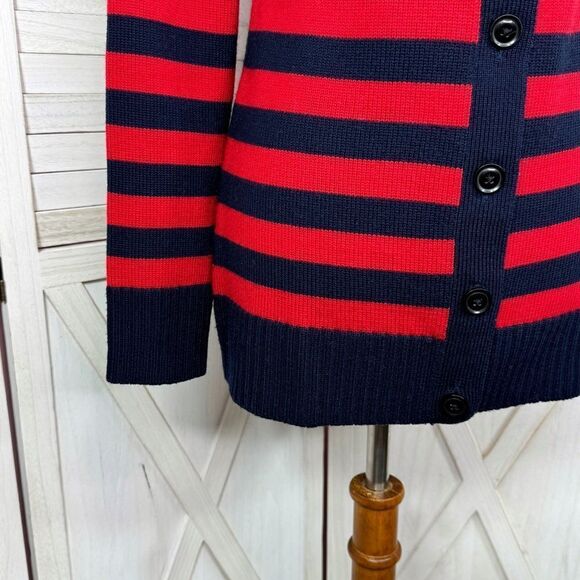 Banana Republic Striped Shawl Collar Button Up Cardigan Sweater Red Blue Small - Picture 7 of 12